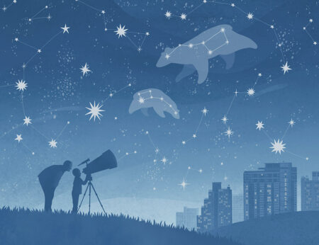 Papiers peints constellation au-dessus de la ville