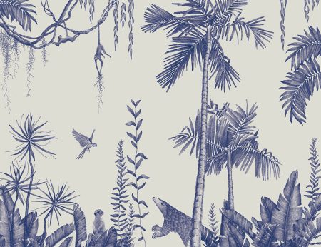 Papier peint palmiers, oiseaux et animaux tropicaux