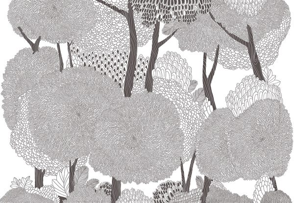 Papier peint détaillé illustré de couronnes d’arbres