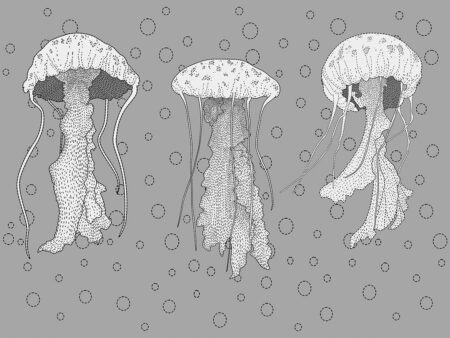 Papier peint méduse Linework avec bulles d’eau
