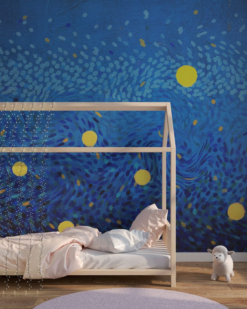 Papier peint inspiré de la nuit étoilée de Vincent van Gogh