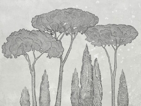 Papier peint cyprès italiens et pins parasols