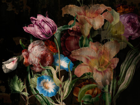 Papier peint floral Moody avec de grandes roses et des pivoines