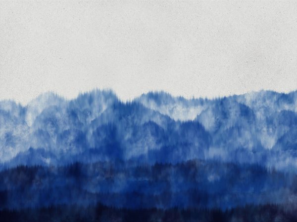 Papier peint forêt aquarelle dégradé bleu profond