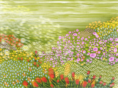 Papier peint fleurs sauvages abstraites et lumineuses