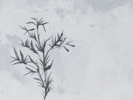 Papier peint floral asymétrique neutre dans le style Japandi